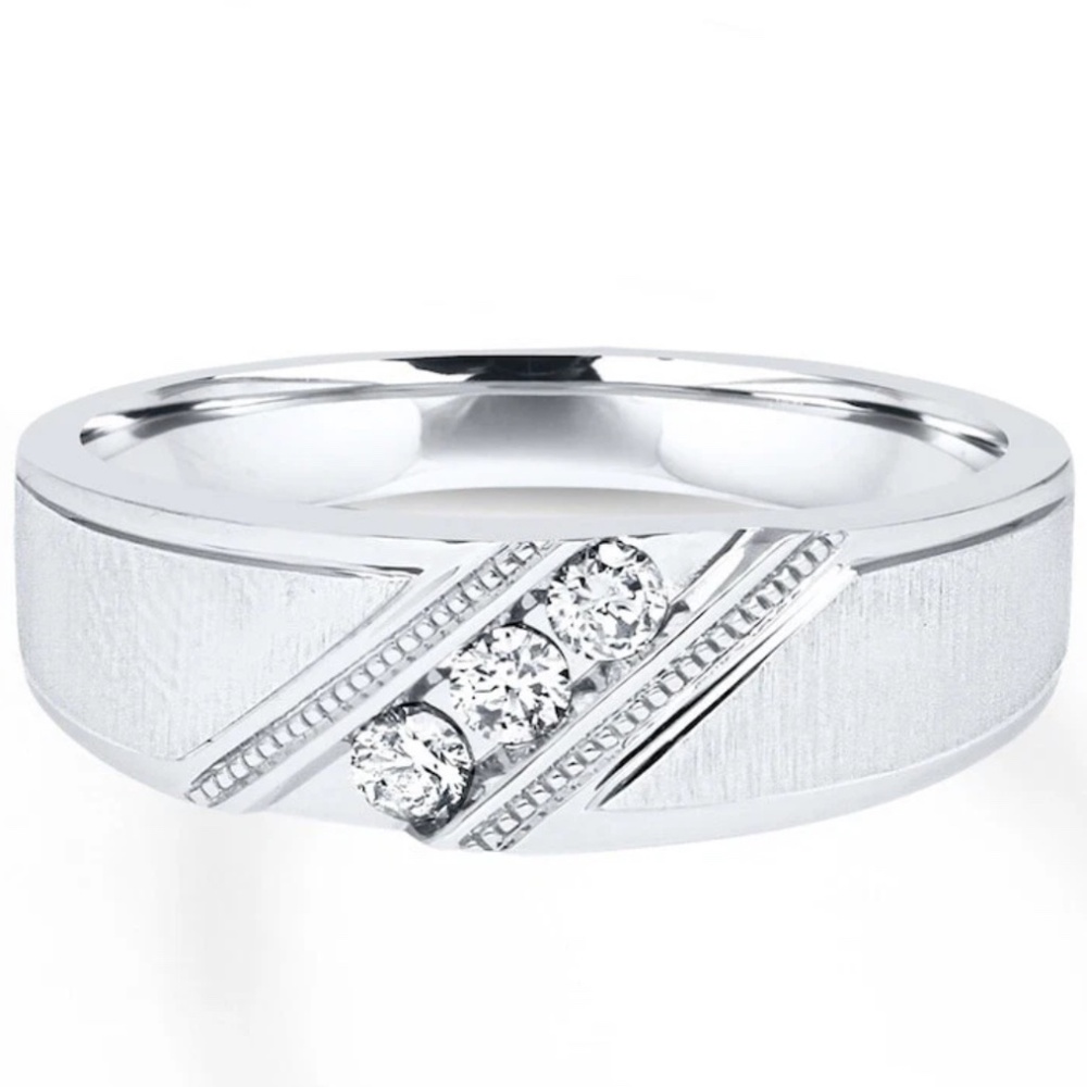 Men's Diamond Wedding Band 1/5 ct tw Round-cut 10K White Gold